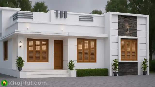 simple single floor house design, simple house design, single floor house, modern house front design, one floor home plan,budget-friendly home design, low cost house design, front elevation design, single storey house,modern white house,house design ideas,